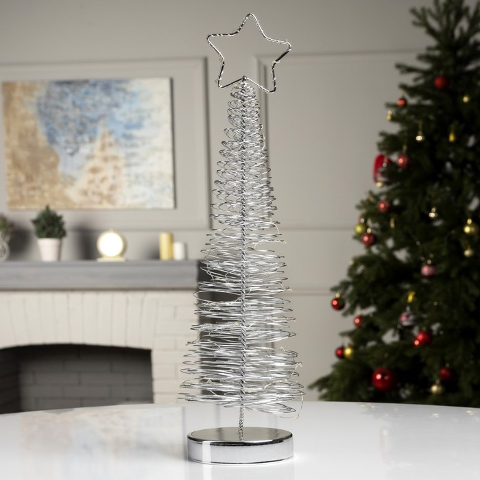 Светодиодная фигура &laquo;Ёлка плетёная&raquo; 11 &times; 46 &times; 11 см, металл, батарейки АААх3 (не в комплекте), свечение белое