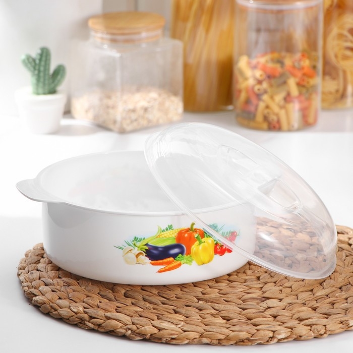 Кастрюля для СВЧ-печи, 2,1 л, пластик, МИКС