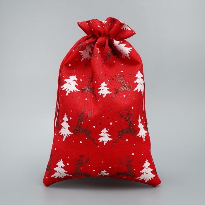 Мешочек подарочный холща &laquo;Снежный лес&raquo;, ёлки, 20 х 30 см +/- 1.5 см, Новый год