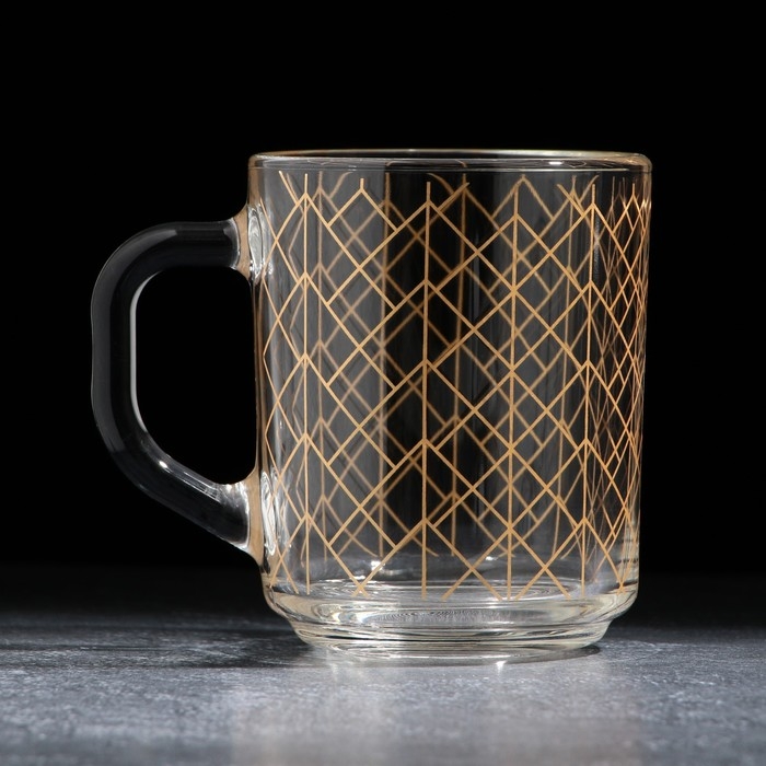 Кружка стеклянная &laquo;Золотая геометрия&raquo;, 200 мл