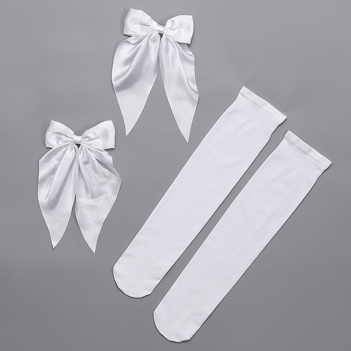 Карнавальный набор «Умная старшеклассница»: фартук р. 40–46, банты 2 шт., гольфы Карнавальный набор «Умная старшеклассница»: фартук р. 40–46, банты 2 шт., гольфы