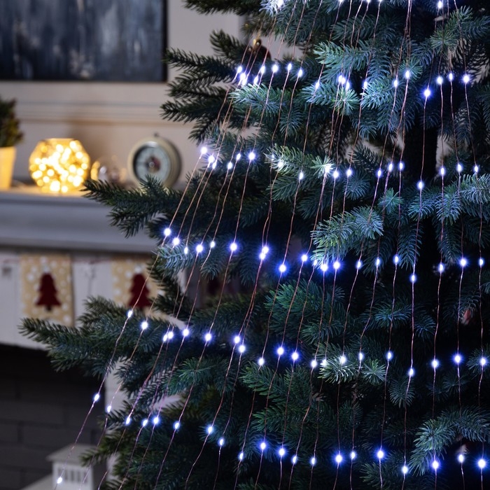 Гирлянда &laquo;Конский хвост&raquo; 20 нитей по 2 м, нить медная, 400 LED, 12 В, блок питания в комплекте, фиксинг, свечение белое