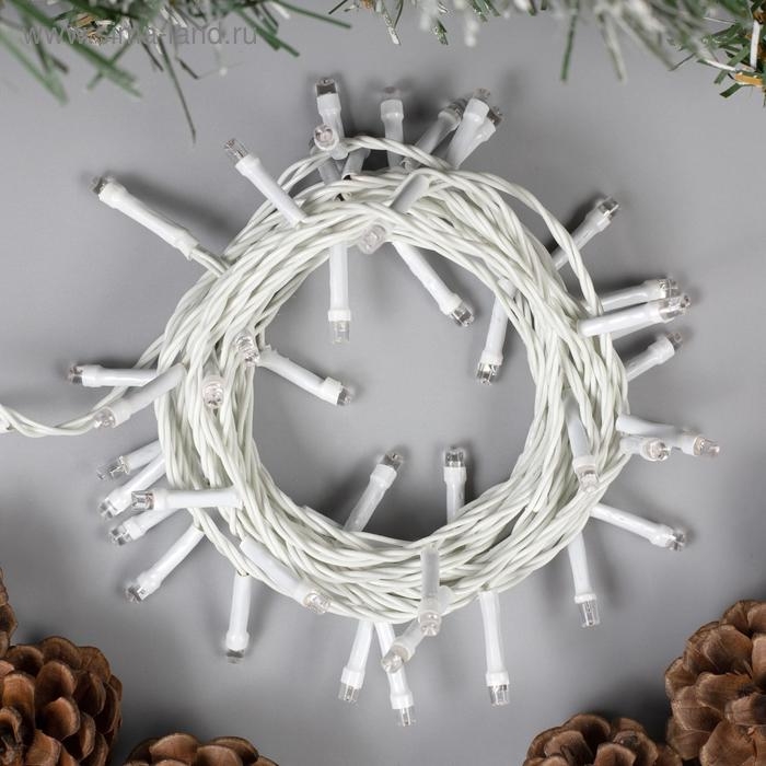 Гирлянда &laquo;Нить&raquo; 5 м, IP20, белая нить, 50 LED, свечение синее, 8 режимов, 220 В