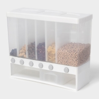 Контейнер с дозатор для сыпучих продуктов, 6 ячеек, 39&times;14,5&times;32 см, цвет белый