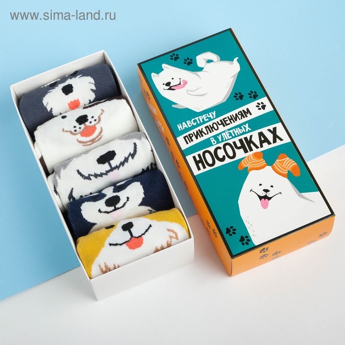 Набор носков Набор носков "В улетных носочках" 5 пар, 22-24 см, хлопок
