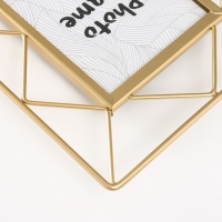 Фоторамка металл на 1 фото 10х15 см "Лофт. Треугольники" золото 18х1х22 см