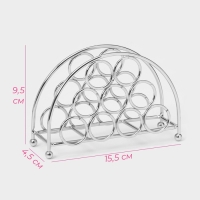 Салфетница Доляна «Ринго», 14,5×4,5×9,5 см, цвет серебряный Салфетница Доляна «Ринго», 14,5×4,5×9,5 см, цвет серебряный