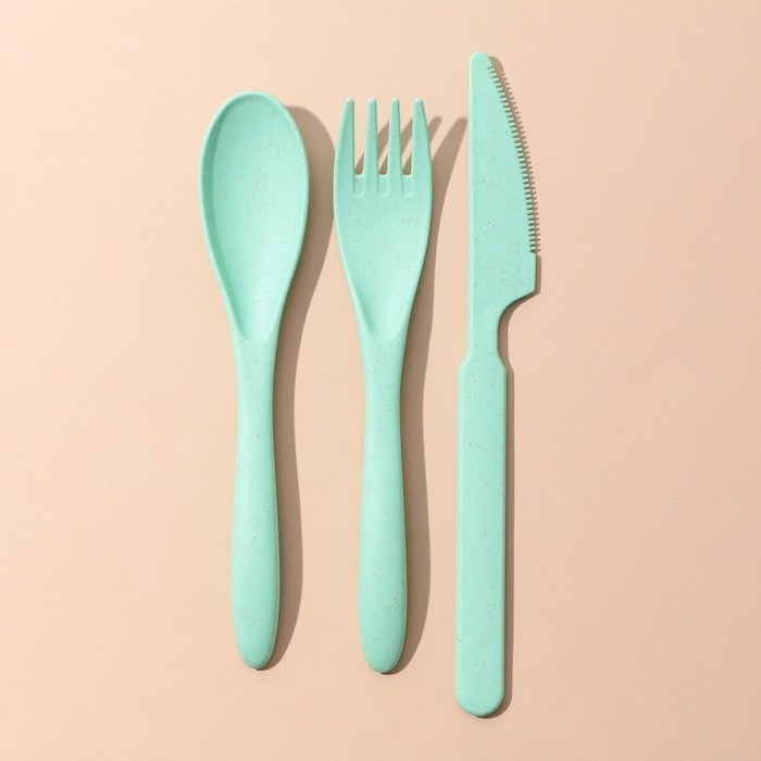 Набор столовых приборов &laquo;Кто не обедает, тот работает&raquo;, вилка, ложка, нож