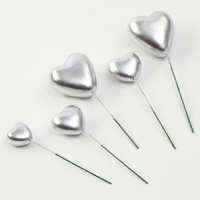 Набор топперов «Сердечки», 12 см, цвет серебро Набор топперов «Сердечки», 12 см, цвет серебро