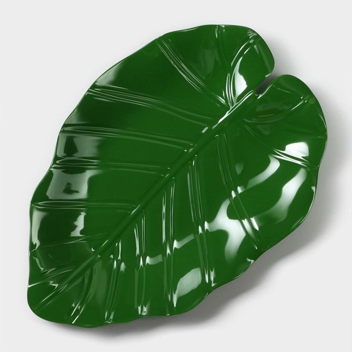 Блюдо для подачи &laquo;Лист&raquo;, 25&times;17&times;2 см, цвет зелёный