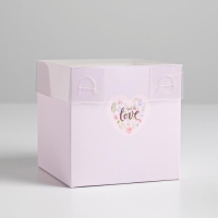 Коробка подарочная для цветов с PVC крышкой, упаковка, &laquo;С Любовью&raquo;, 12 х 12 х 12 см