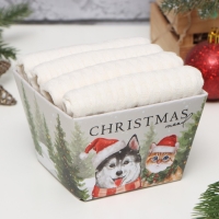 Набор кухонных полотенец Доляна, цв. белый, 35х60 см - 4шт, 100% хл, вафля 220 г/м2 Набор кухонных полотенец Доляна, цв. белый, 35х60 см - 4шт, 100% хл, вафля 220 г/м2