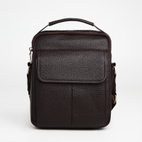 Сумка мужская через плечо TEXTURA, 2 наружных кармана, цвет коричневый