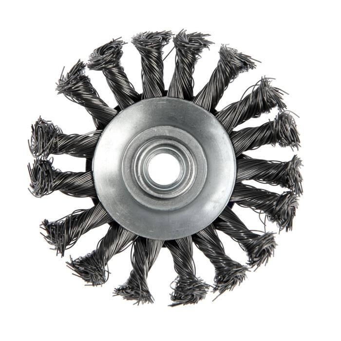 Щетка металлическая для УШМ ТУНДРА, крученая проволока, "тарелка", М14, 100 мм
