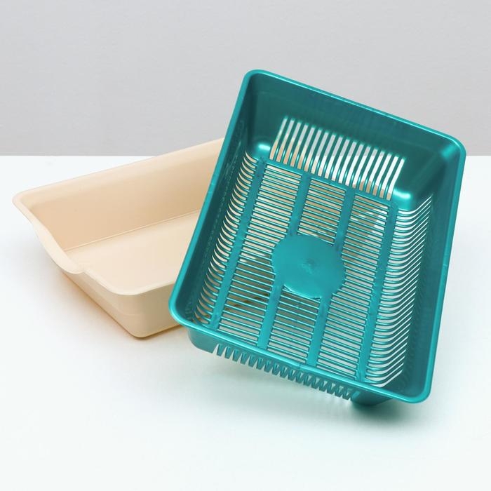 Туалет глубокий с сеткой 36 х 25 х 9 см, бирюзовый/бежевый