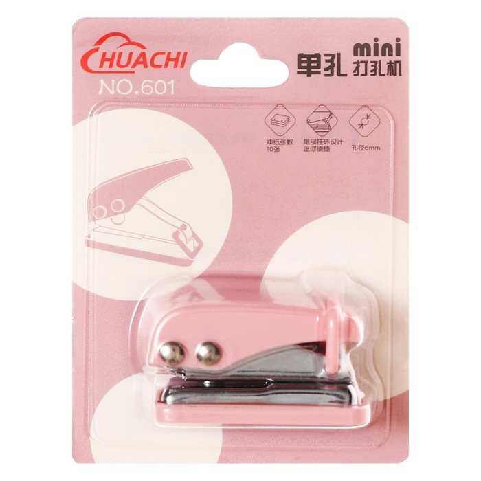 Дырокол на 1 отверстие, до 10 листов, металлический, МИКС Дырокол на 1 отверстие, до 10 листов, металлический, МИКС