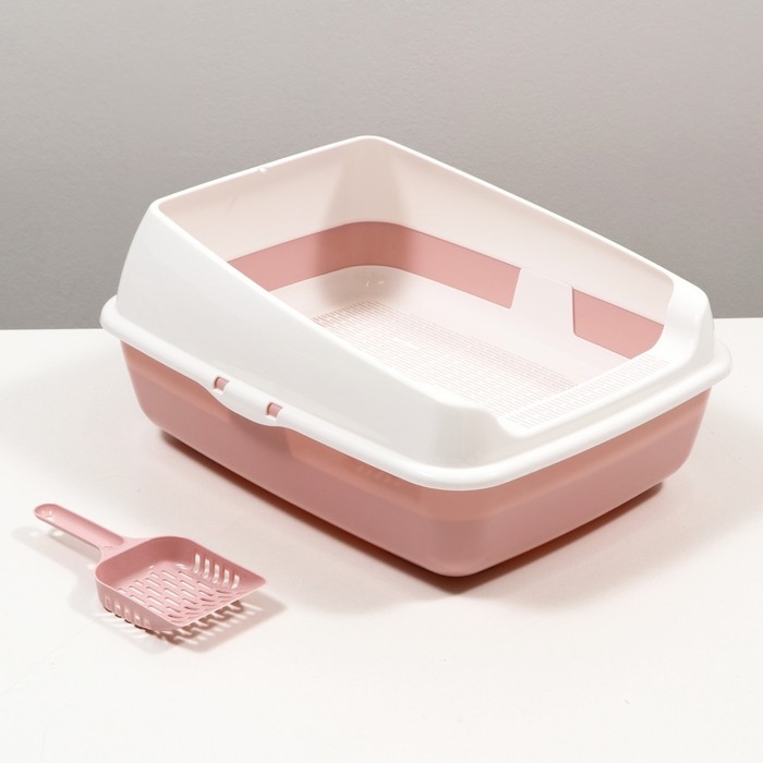 Лоток для кошек совок+ сетка 50,5 х 39 х 23 см, розовый Лоток для кошек совок+ сетка 50,5 х 39 х 23 см, розовый