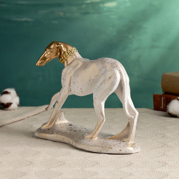 Фигура Фигура "Борзая" белая с золотым, 25х17см