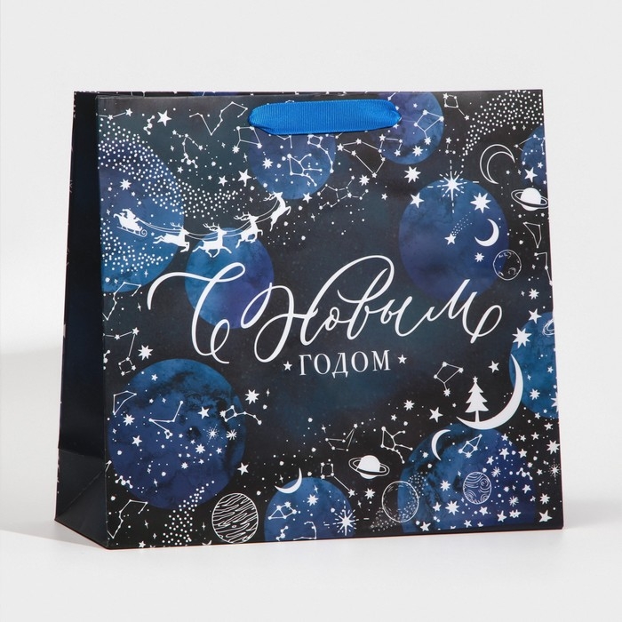 Пакет подарочный новогодний ламинированный «Волшебная ночь», M 30 х 26 х 9 см, Новый год Пакет подарочный новогодний ламинированный «Волшебная ночь», M 30 х 26 х 9 см, Новый год