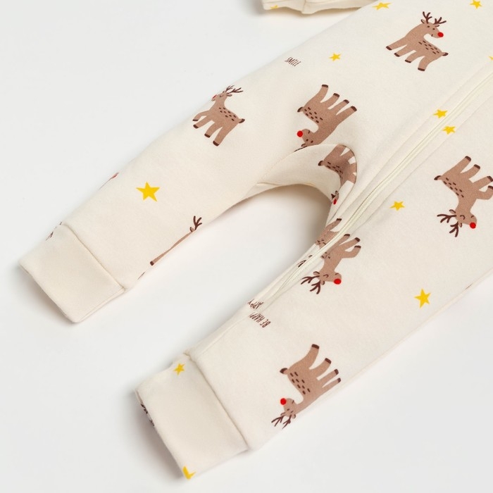 Комбинезон Крошка Я "Merry Xmas", рост 74-80 см, цвет бежевый