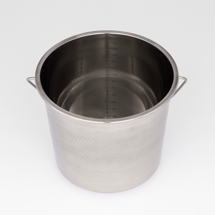 Ведро с крышкой, 12 л, мерная шкала, нержавеющая сталь