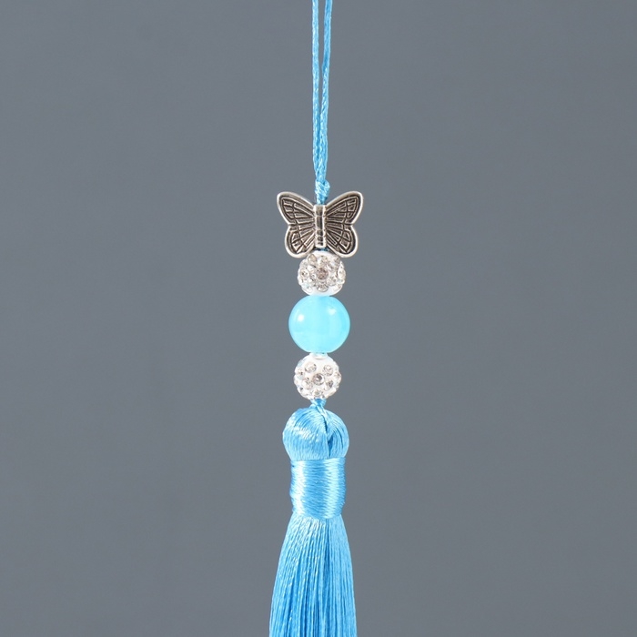 Подвеска текстиль, металл Подвеска текстиль, металл "Бабочка" синяя 1х1,2х16,5 см
