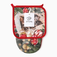 Набор кух. Этель "Счастливы вместе" варежка 15х28см, прихватка 19х19см,100%хл