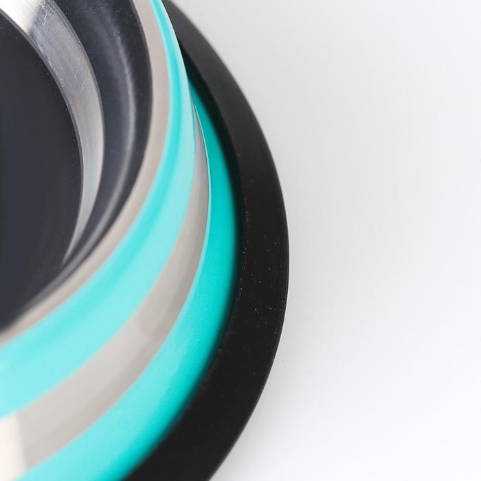 Миска с нескользящим основанием двухцветная с полосой, 230 мл, бирюзовая Миска с нескользящим основанием двухцветная с полосой, 230 мл, бирюзовая