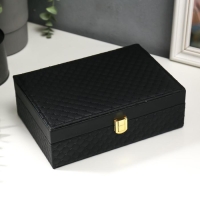 Шкатулка кожзам для украшений "С пайетками" чёрная 7,5х22х15 см Шкатулка кожзам для украшений "С пайетками" чёрная 7,5х22х15 см