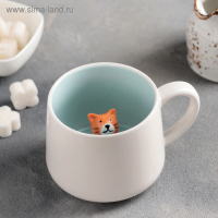 Кружка керамическая с фигуркой на дне «Прятки. Тигра», 350 мл, цвет белый Кружка керамическая с фигуркой на дне «Прятки. Тигра», 350 мл, цвет белый