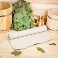 Лежак для бани светлый с вышивкой "С лёгким паром" 150х50см Лежак для бани светлый с вышивкой "С лёгким паром" 150х50см