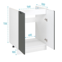 Шкаф напольный 600 под мойку Хельга, 600х500х824, Белый/Олива софт МДФ