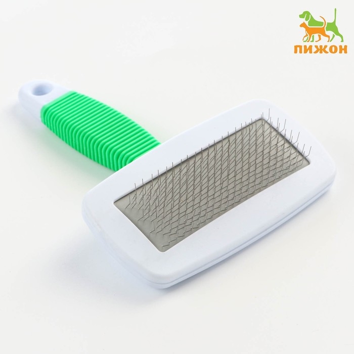 Пуходерка Пуходерка "Риф" без капель большая, резиновая ручка, 12 х 15 см, зелёно-белая