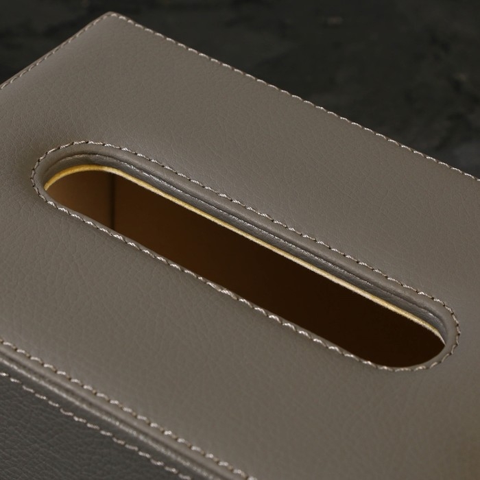 Шкатулка - диспенсер из искусственной кожи, цвет серый 10 х 18 х 10 см (салфетница)