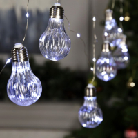 Гирлянда &laquo;Нить&raquo; 3 м роса с насадками &laquo;Лампочки объёмные&raquo;, IP20, серебристая нить, 100 LED, свечение белое, 3.5 В