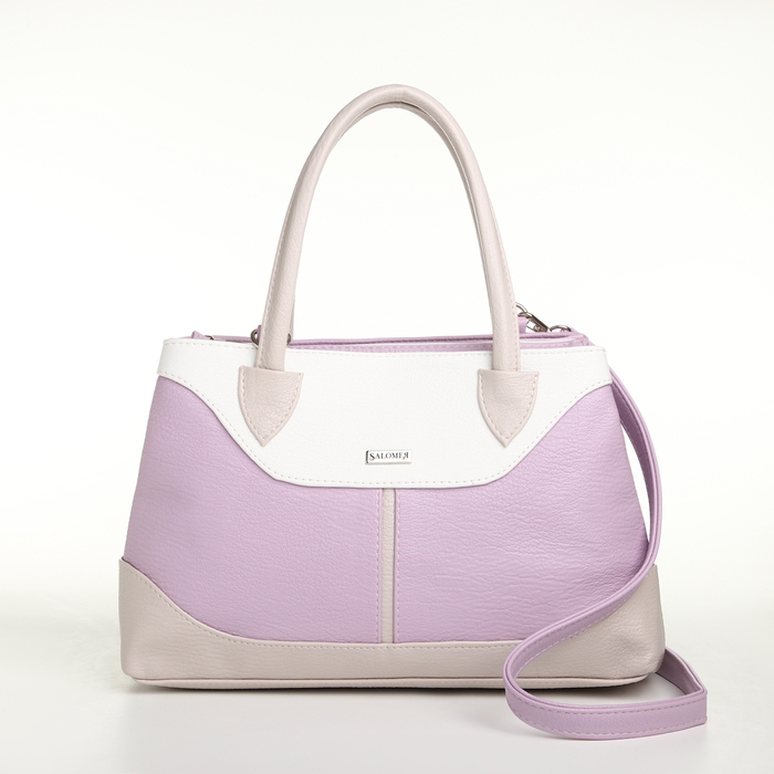 Сумка женская на молнии, цвет белый/сиреневый