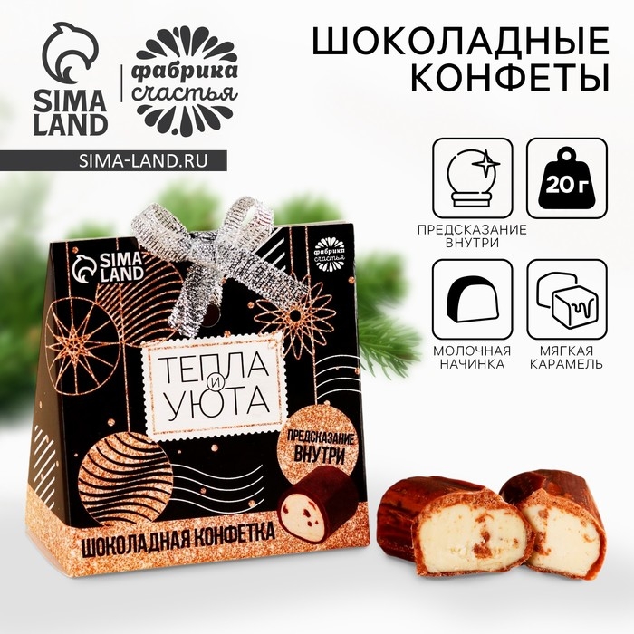 Шоколадные конфеты с предсказанием &laquo;Тепла и уюта&raquo;, 100 г.