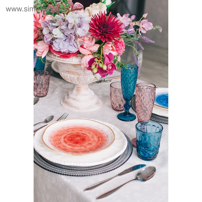 Тарелка фарфоровая Доляна &laquo;Космос&raquo;, d=21,2 см, цвет красный