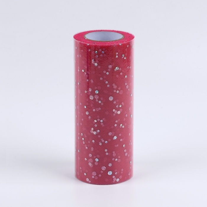 Фатин с блёстками, 15 см, 11 ± 1 г/кв.м, 23 ± 1 м, цвет ярко-розовый №61 Фатин с блёстками, 15 см, 11 ± 1 г/кв.м, 23 ± 1 м, цвет ярко-розовый №61