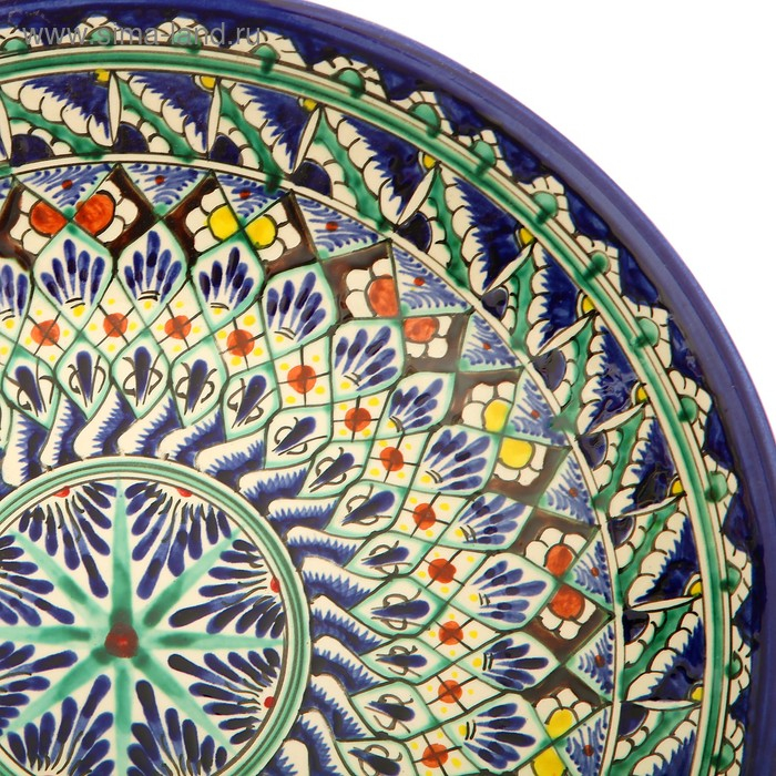 Ляган Риштанская Керамика Ляган Риштанская Керамика "Узоры", 33 см, синий, глубокий