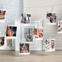 Гирлянда &laquo;Нить&raquo; 5 м с насадками &laquo;Прищепки&raquo;, IP20, прозрачная нить, 20 LED, свечение мульти (RG/RB), мигание, 220 В