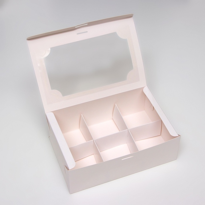 Коробка для 6 пирожных , белая , 24 х 16 х 8 Коробка для 6 пирожных , белая , 24 х 16 х 8