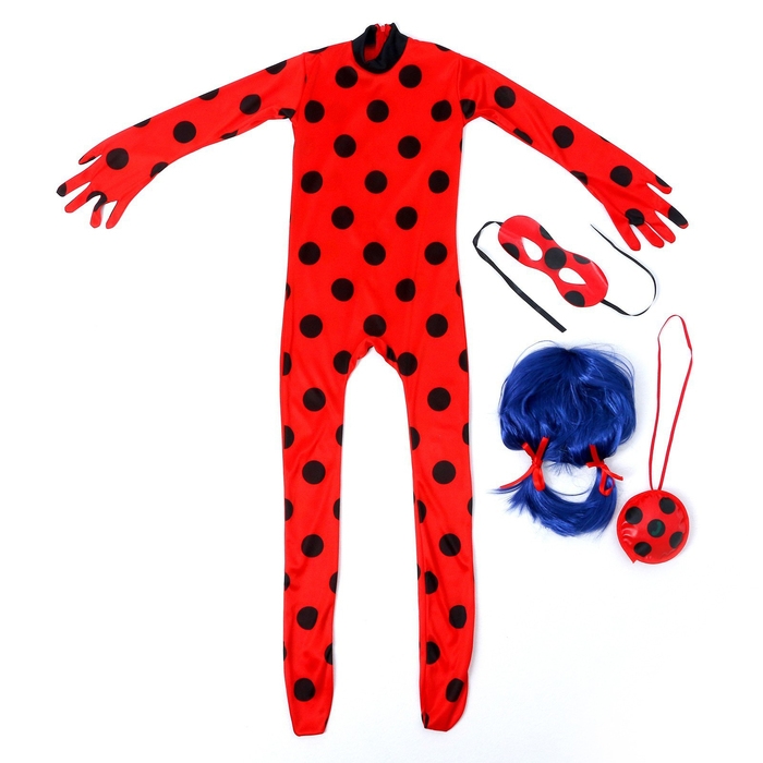 Карнавальный набор &laquo;Божья коровка&raquo;, рост 116&ndash;128 см, комбез, маска, сумка, парик