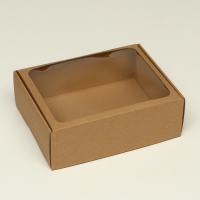 Коробка-шкатулка с окном, бурая, 27 х 21 х 9 см Коробка-шкатулка с окном, бурая, 27 х 21 х 9 см