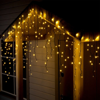 Гирлянда &laquo;Бахрома&raquo; 3 &times; 0.9 м, IP44, УМС, тёмная нить, 232 LED, свечение тёплое белое, 220 В