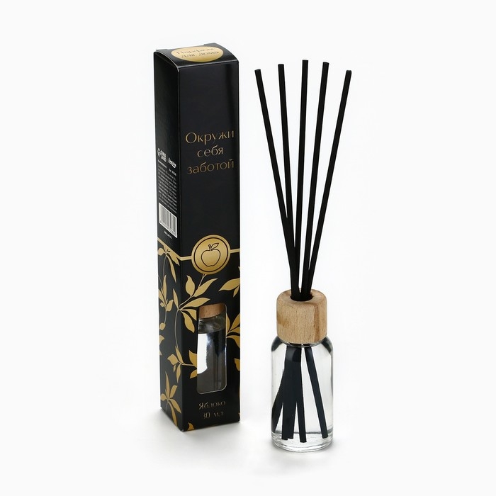 Диффузор ароматический палочки, ароматизатор для дома &laquo;Аромадиффузор: Окружи себя заботой&raquo;, аромат яблоко, 30 мл.