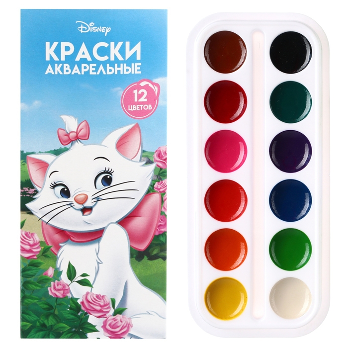 Акварель медовая &laquo;Кошечка Мари&raquo;, 12 цветов, в картонной коробке, без кисти