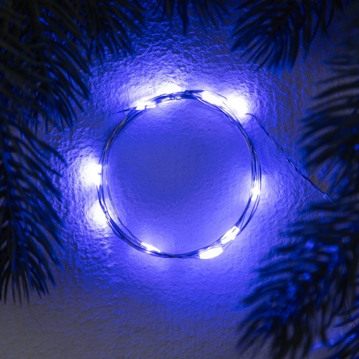 Гирлянда «Нить» 1 м роса. IP20, нить серебристая, 10 LED, 4.6 В, AG13x3 (в комплекте), 3 режима, свечение синее Гирлянда «Нить» 1 м роса. IP20, нить серебристая, 10 LED, 4.6 В, AG13x3 (в комплекте), 3 режима, свечение синее
