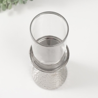 Подсвечник керамика, стекло на 1 свечу "Ибис" d=7,5 см серебро 10,5х10,5х29,5 см