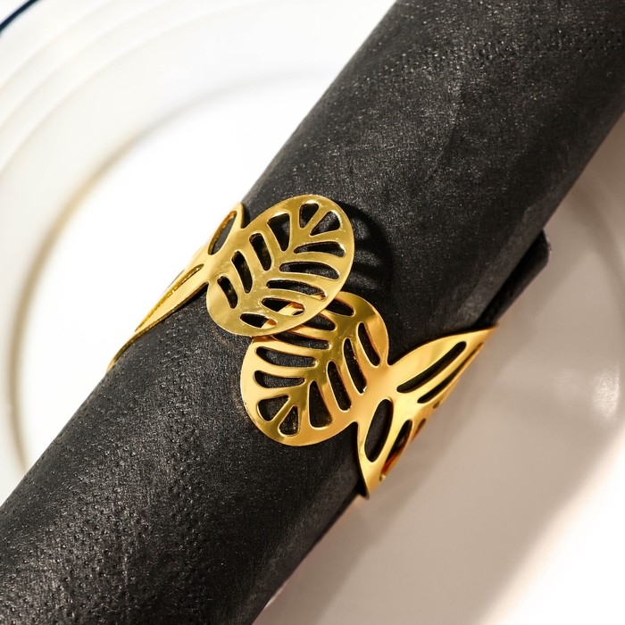 Кольцо для салфетки &laquo;Лист&raquo;, 4,5&times;4,5&times;5 см, цвет золотой